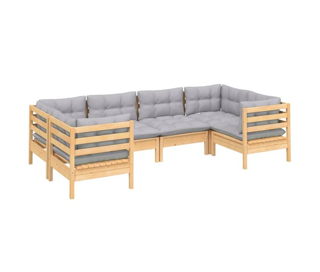 Conforama Juego De Muebles De Jardin 6 Piezas Y Cojines Madera De Pino