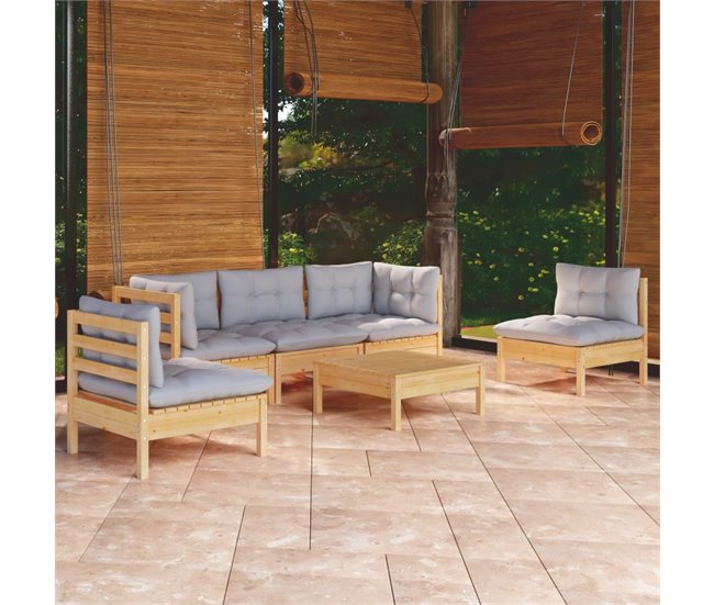 Conforama Juego De Muebles De Jardin 6 Piezas Y Cojines Madera Maciza Pino