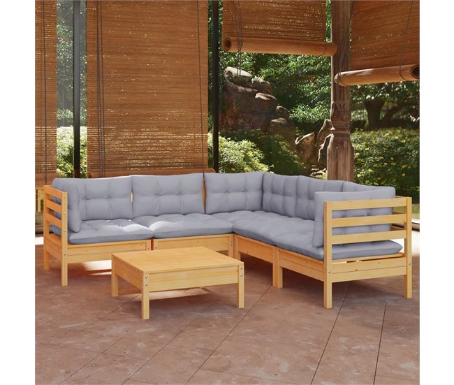 Conforama Juego De Muebles De Jardin 6 Piezas Y Cojines Madera Maciza Pino