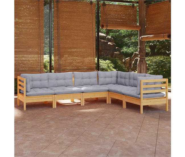 Conforama Juego De Muebles De Jardin 6 Piezas Y Cojines Madera Maciza Pino