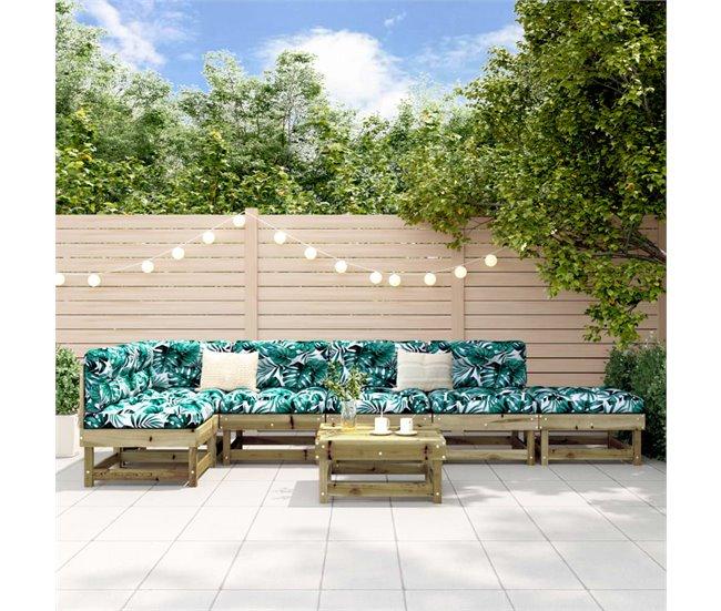 Conforama Juego De Muebles De Jardin 7 Piezas Madera De Pino Impregnada