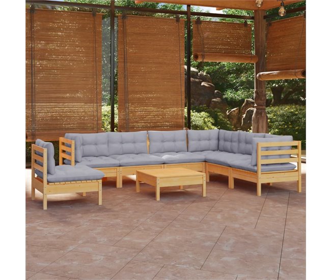 Conforama Juego De Muebles De Jardin 8 Piezas Y Cojines Madera Maciza Pino