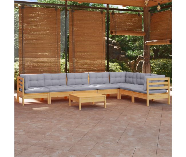 Conforama Juego De Muebles De Jardin 8 Piezas Y Cojines Madera Maciza Pino