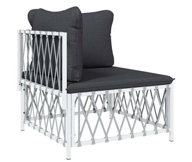 Conforama Juego De Muebles De Jardin 9 Piezas Con Cojines Acero Blanco