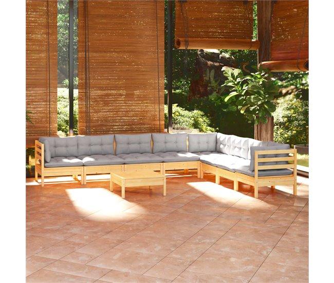 Conforama Juego De Muebles De Jardin 9 Piezas Y Cojines Madera Maciza Pino