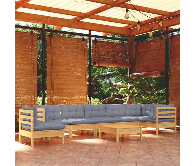 Conforama Juego De Muebles De Jardin 9 Piezas Y Cojines Madera Maciza Pino