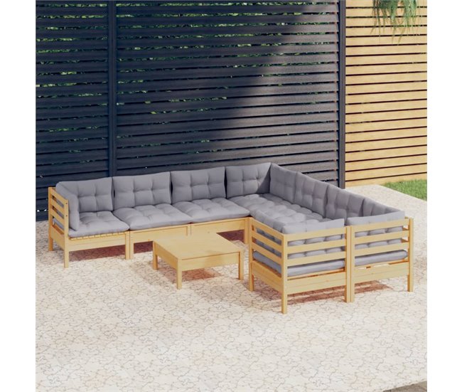 Conforama Juego De Muebles De Jardin 9 Piezas Y Cojines Madera De Pino