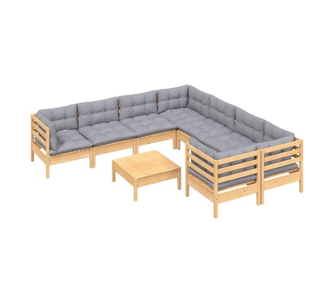 Conforama Juego De Muebles De Jardin 9 Piezas Y Cojines Madera De Pino