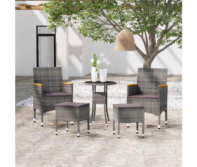 Conforama Juego De Muebles De Jardin De 5 Piezas Ratán Sintético Gris