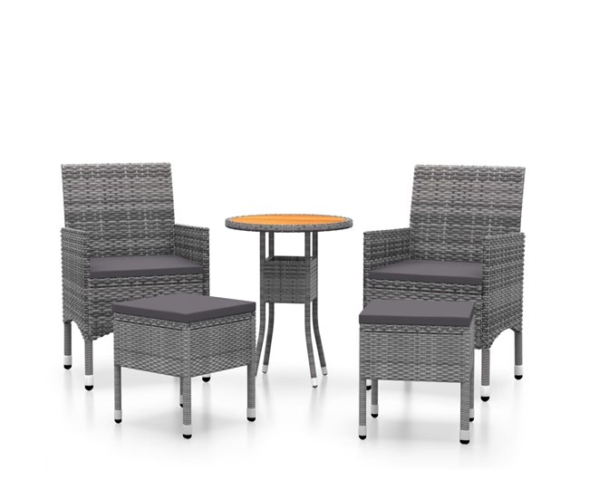 Conforama Juego de muebles de jardin de 5 piezas ratán sintético gris