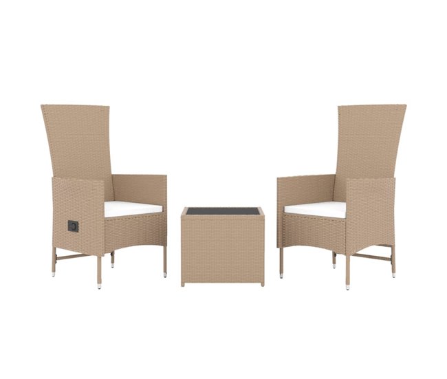 Conforama Juego De Muebles Jardin 3 Piezas Acero Y Ratán Sintético Beige