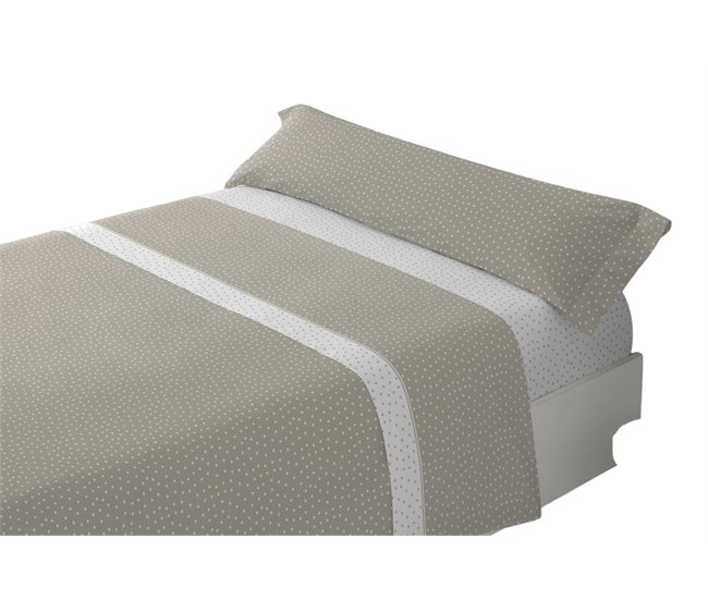 Conforama Juego De Sábanas Tres Piezas Cama de 90cm Lunares Beige Donegal
