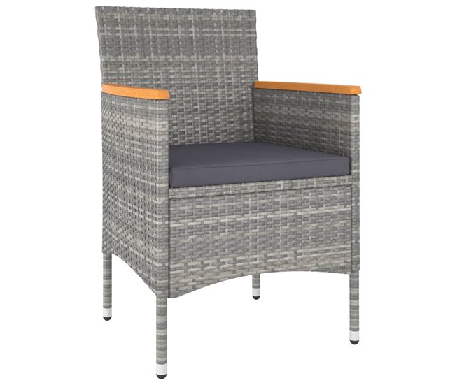 Conforama Juego De Silla De Jardin Y Taburete 4 Piezas Ratán PE Gris