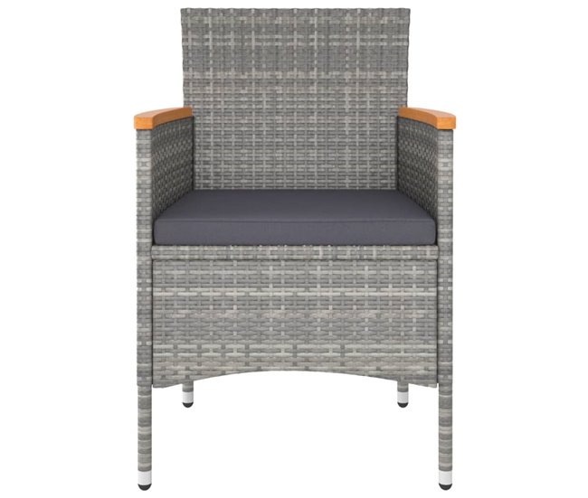 Conforama Juego De Silla De Jardin Y Taburete 4 Piezas Ratán PE Gris