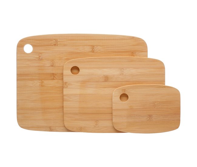 Conforama Juego de tablas de cortar Secret de Gourmet 3 Piezas Natural Bambú