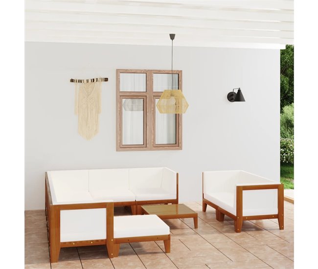 Conforama Juego Muebles De Jardín Y Cojines 10 Pzas Madera Maciza Acacia