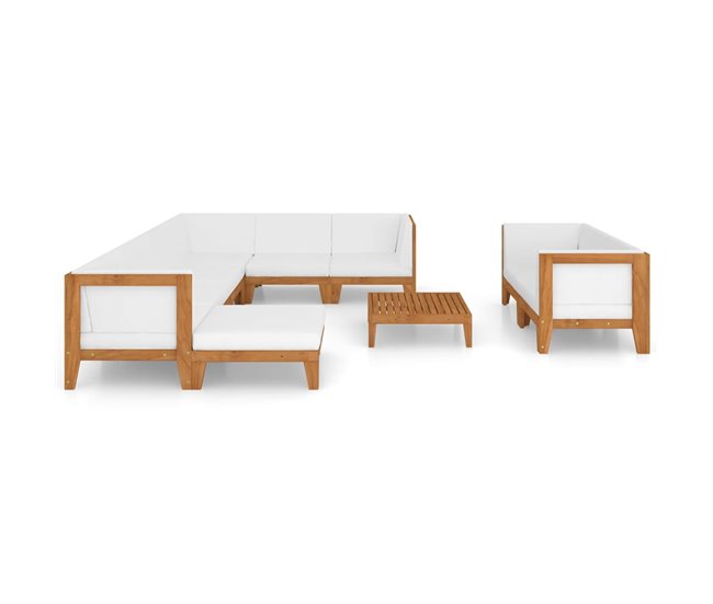 Conforama Juego Muebles De Jardín Y Cojines 10 Pzas Madera Maciza Acacia