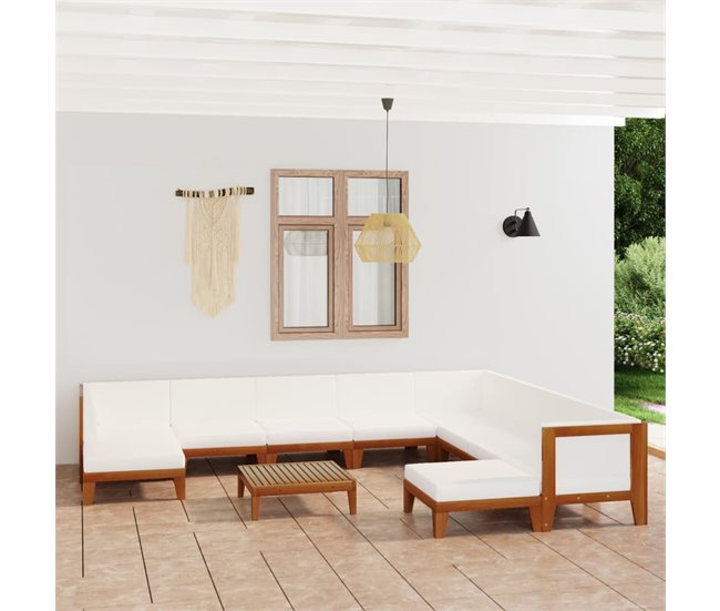 Conforama Juego Muebles De Jardín Y Cojines 11 Pzas Madera Maciza Acacia