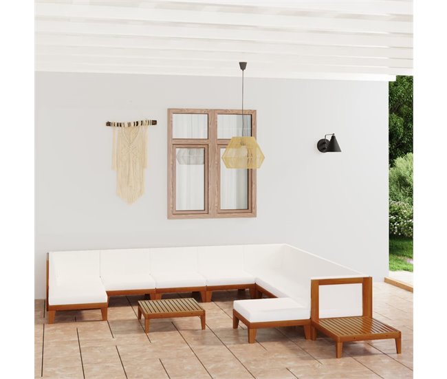Conforama Juego Muebles De Jardín Y Cojines 12 Pzas Madera Maciza Acacia