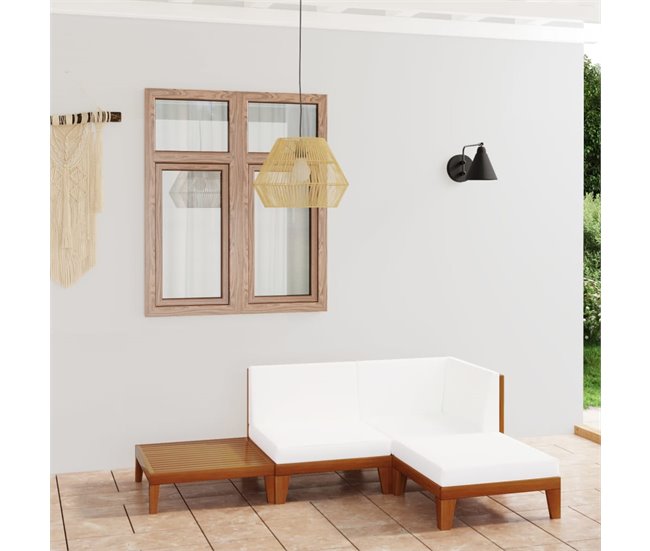 Conforama Juego Muebles De Jardín Y Cojines 4 Pzas Madera Maciza Acacia