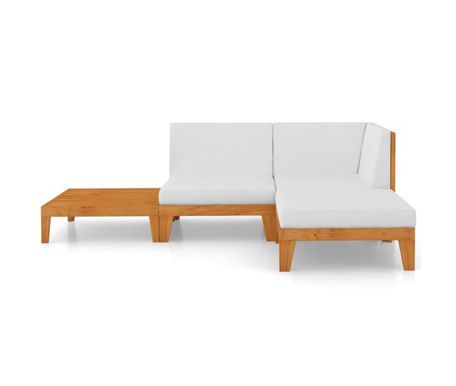 Conforama Juego Muebles De Jardín Y Cojines 4 Pzas Madera Maciza Acacia