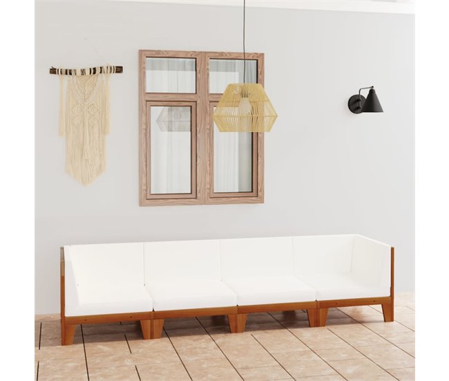 Conforama Juego Muebles De Jardín Y Cojines 4 Pzas Madera Maciza Acacia