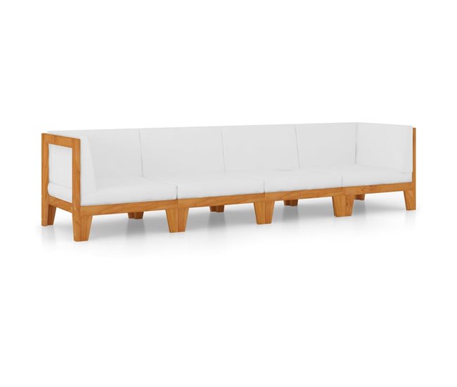Conforama Juego muebles de jardín y cojines 4 pzas madera maciza acacia