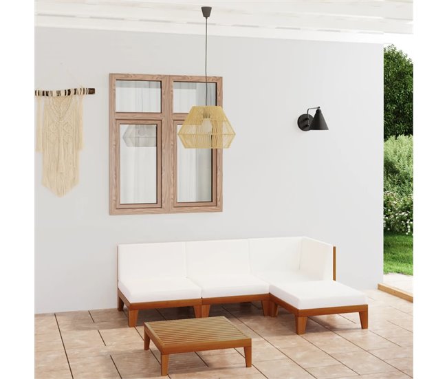 Conforama Juego Muebles De Jardín Y Cojines 5 Pzas Madera Maciza Acacia