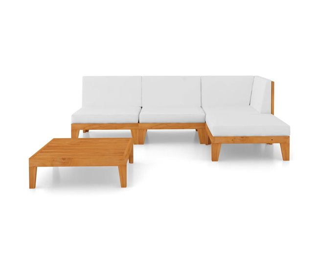 Conforama Juego Muebles De Jardín Y Cojines 5 Pzas Madera Maciza Acacia