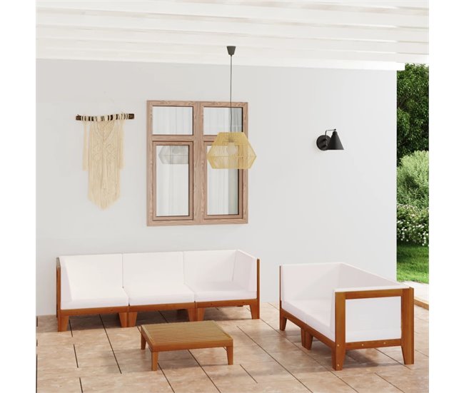 Conforama Juego Muebles De Jardín Y Cojines 6 Pzas Madera Maciza Acacia