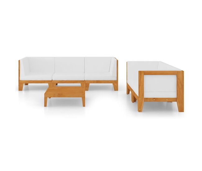 Conforama Juego Muebles De Jardín Y Cojines 6 Pzas Madera Maciza Acacia
