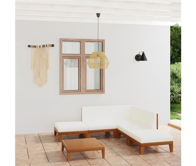 Conforama Juego Muebles De Jardín Y Cojines 7 Pzas Madera Maciza Acacia