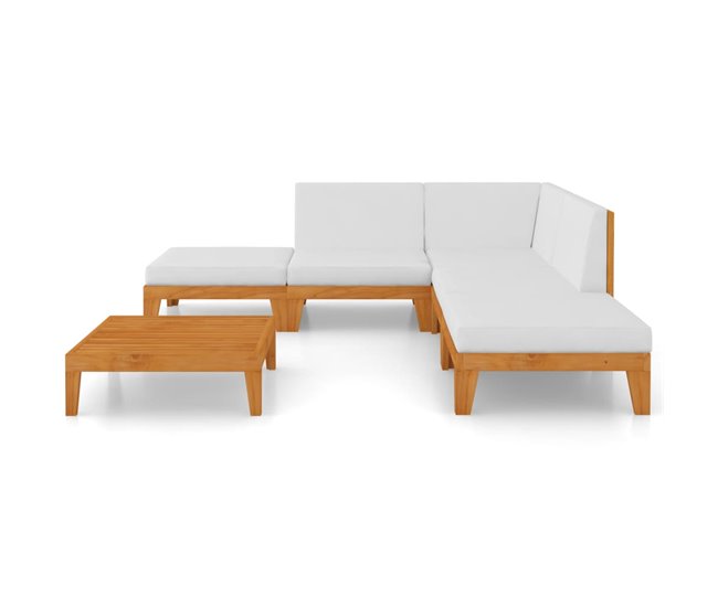 Conforama Juego Muebles De Jardín Y Cojines 7 Pzas Madera Maciza Acacia