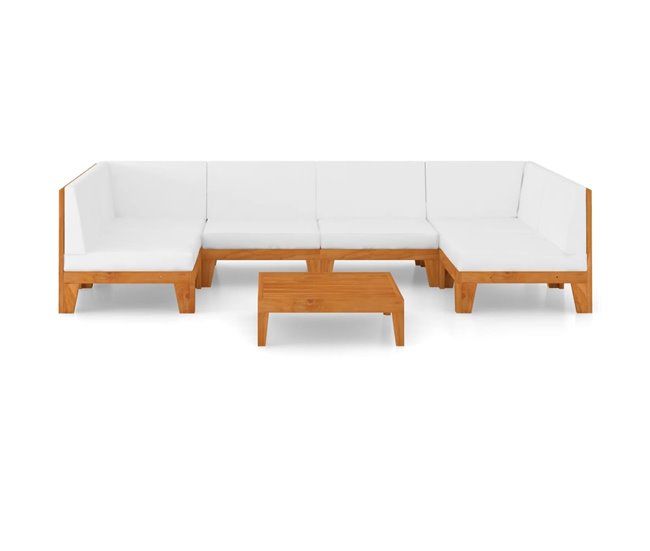 Conforama Juego Muebles De Jardín Y Cojines 7 Pzas Madera Maciza Acacia