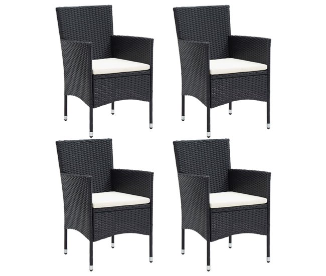 Conforama Juego Muebles Jardin 5 Piezas Con Cojines Ratán Sintético Negro Longitud Mesa 150 Cm