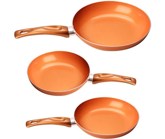 Conforama Juego Sartenes Provenza Set 3 Piezas Cocina Vitro Inducción Aluminio Gridinlux