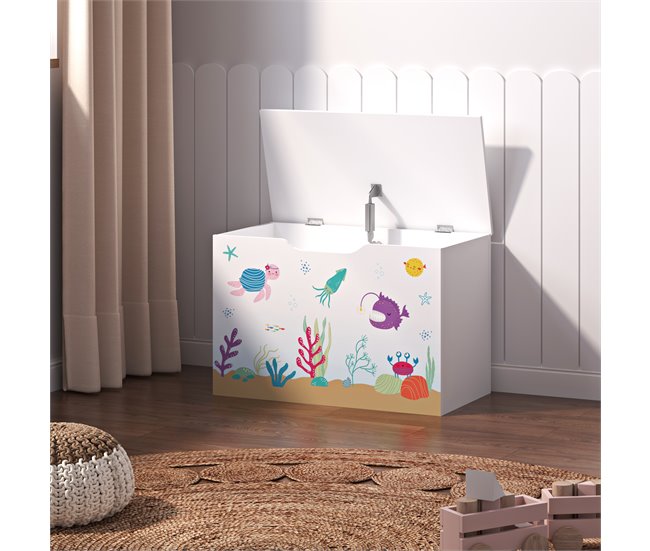Conforama Juguetero Para Niños Oleiros Decoración Marina Aglomerado 40x60x30 Cm Blanco [en.casa]