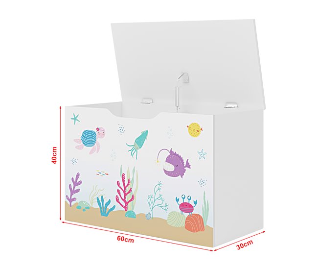 Conforama Juguetero Para Niños Oleiros Decoración Marina Aglomerado 40x60x30 Cm Blanco [en.casa]