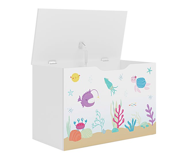 Conforama Juguetero Para Niños Oleiros Decoración Marina Aglomerado 40x60x30 Cm Blanco [en.casa]