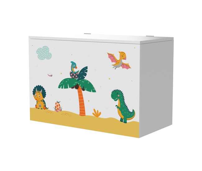 Conforama Juguetero para niños Oleiros motivo dinosaurio aglomerado 40 x 60 x 30 cm multicolor [en.casa]