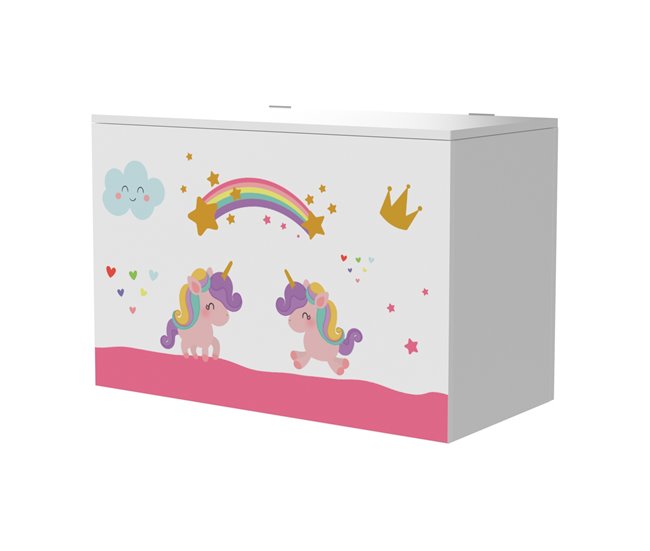 Conforama Juguetero para niños Oleiros motivo unicornio aglomerado 40 x 60 x 30 cm multicolor [en.casa]