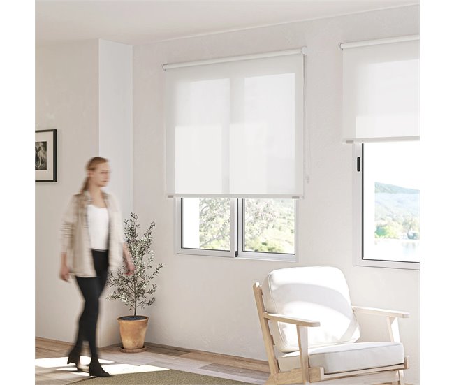 Conforama KAATEN Estor Enrollable Screen | Apertura 10% | Medidas 105x250 | Color: Blanco | Fabricado En Europa | Garantía 3 Años