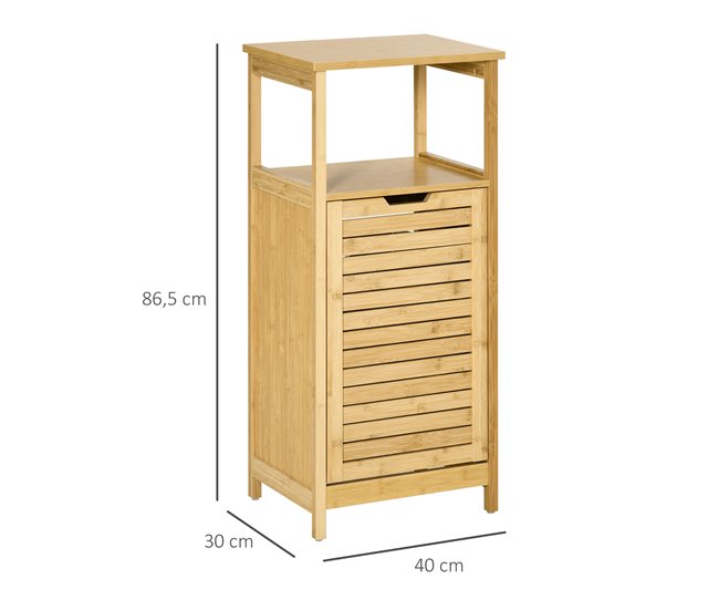 Conforama Kleankin Estantería De Baño De Bambú Armario Para Baño Con 2 Estantes Y 1 Cajón De Tela Extraíble Mueble Columna De Almacenaje Para Salón Cocina 40x30x86 5 Cm Natural