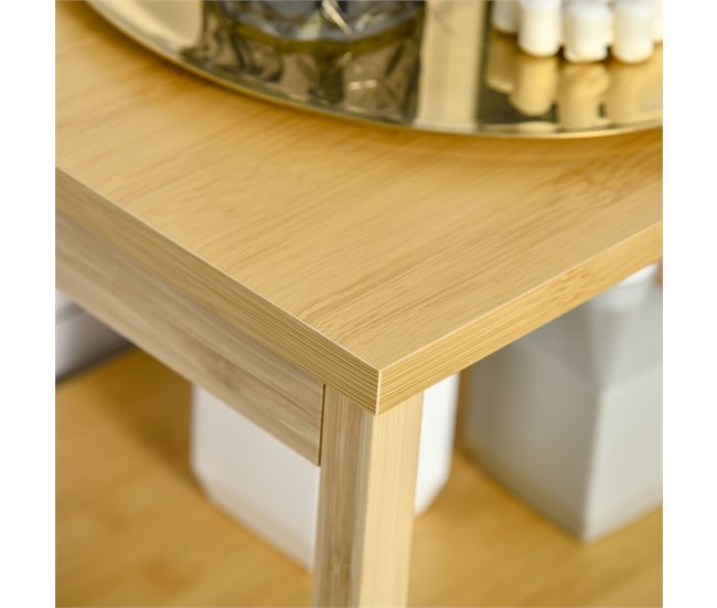 Conforama Kleankin Estantería De Baño De Bambú Armario Para Baño Con 2 Estantes Y 1 Cajón De Tela Extraíble Mueble Columna De Almacenaje Para Salón Cocina 40x30x86 5 Cm Natural