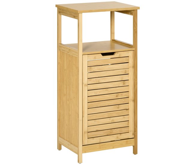 Conforama kleankin Estantería de Baño de Bambú Armario para Baño con 2 Estantes y 1 Cajón de Tela Extraíble Mueble Columna de Almacenaje para Salón Cocina 40x30x86 5 cm Natural