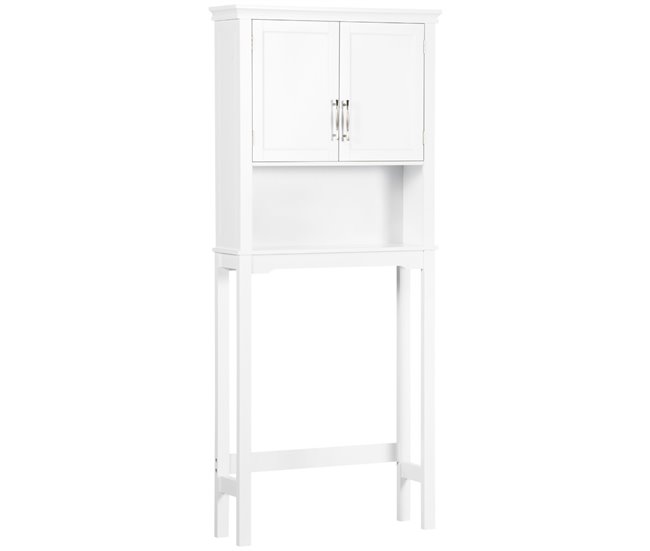 Conforama kleankin Mueble sobre Inodoro Armario Alto para Lavadora con 2 Puertas Balda Ajustable Interior y 1 Estante de Almacenaje para Baño WC Carga 30 kg Antivuelco 71x20 5x165 cm Blanco