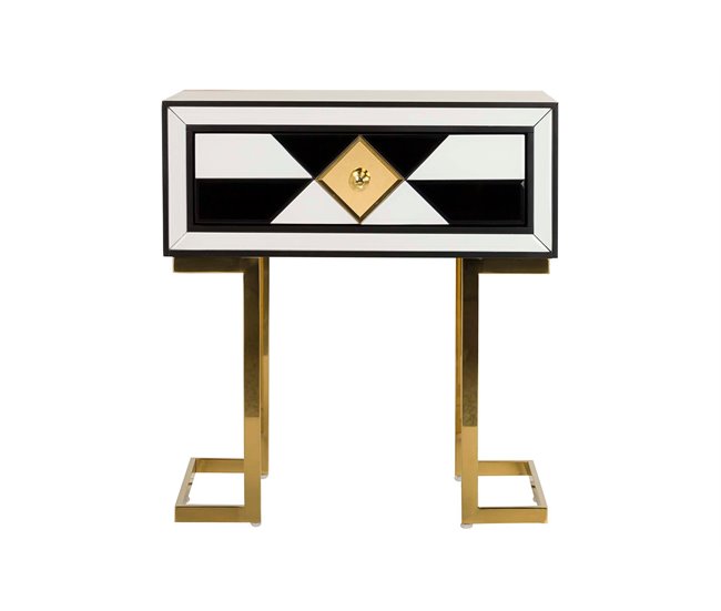 Conforama La Mesita Madera Negro / Blanco / Dorado 64x42x59 Cm