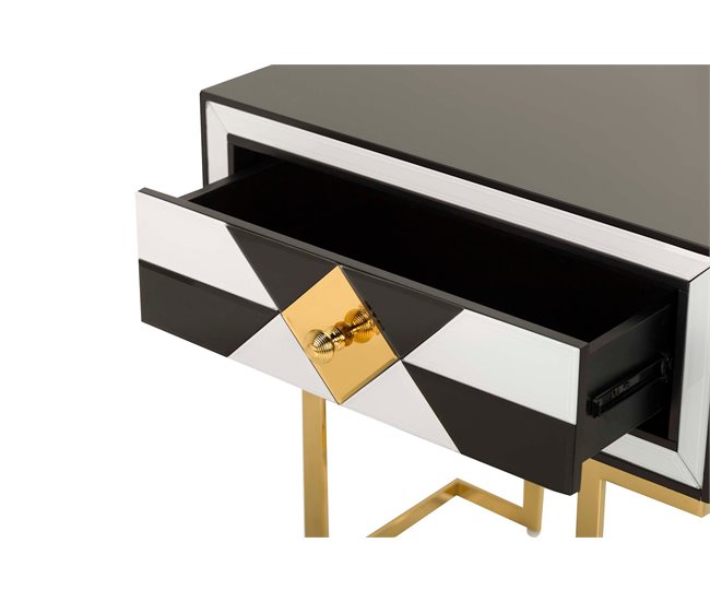 Conforama La Mesita Madera Negro / Blanco / Dorado 64x42x59 Cm