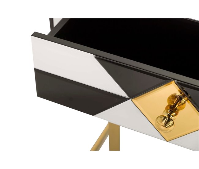 Conforama La Mesita Madera Negro / Blanco / Dorado 64x42x59 Cm