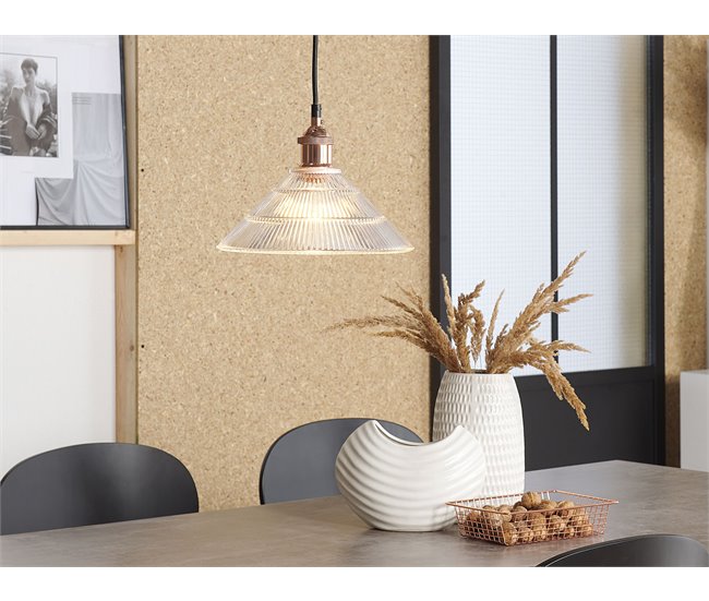 Conforama Lámpara Colgante De Vidrio Y Cobre CURONE